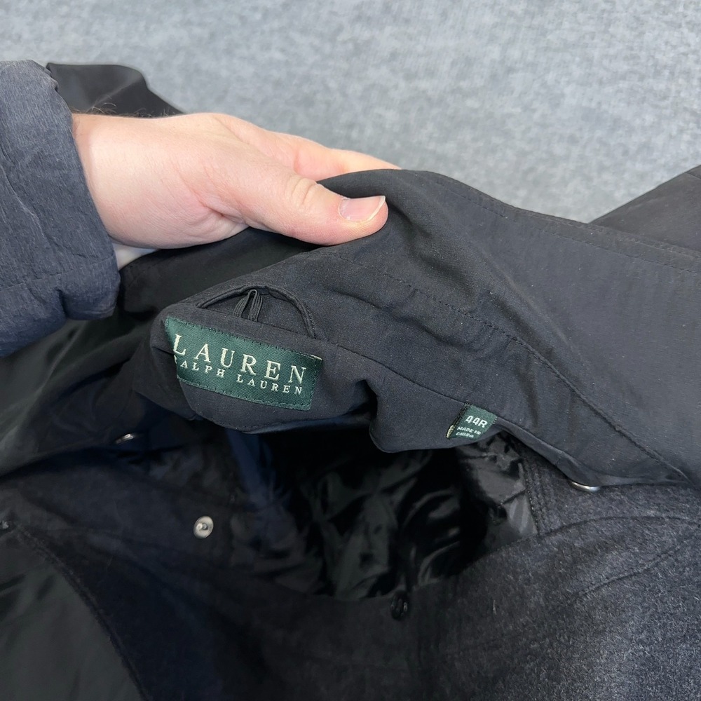 Ralph Lauren Trench Coat Men 44R Black Microfiber Full Zip Removable Liner *READ - Picture 10 of 14